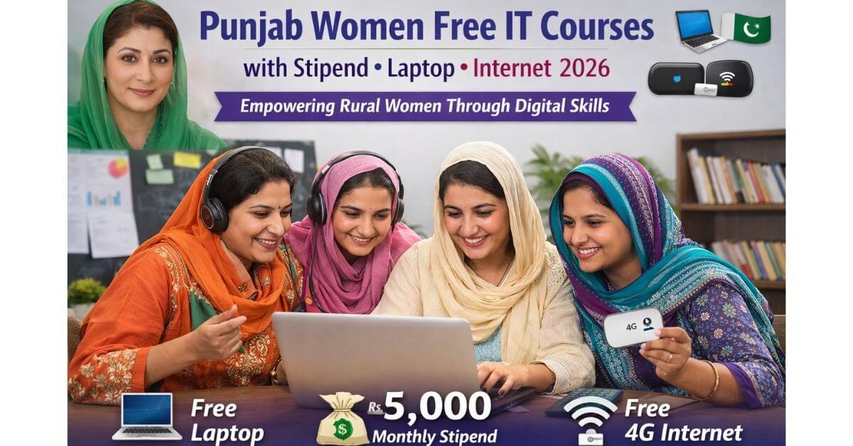 Punjab Women Free IT Courses with Stipend Laptop Internet